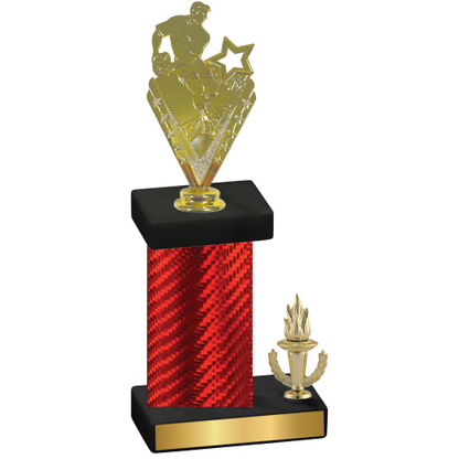 Accented Single Red Carbon Fiber Victory Rugby Trophy