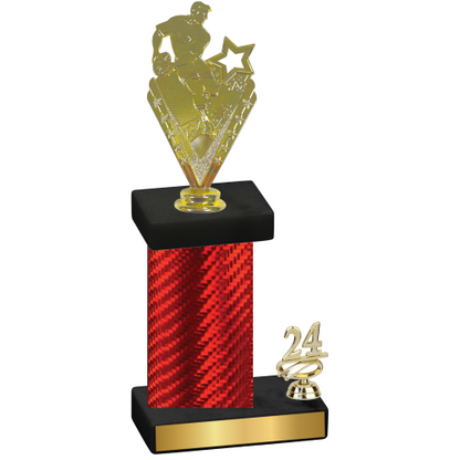 Accented Single Red Carbon Fiber Year Rugby Trophy