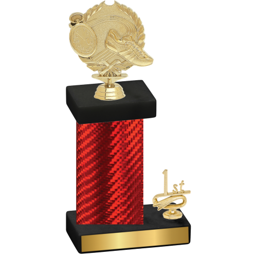 Accented Single Red Carbon Fiber First Place Running Trophy