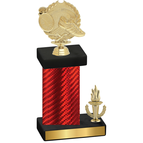 Accented Single Red Carbon Fiber Victory Running Trophy