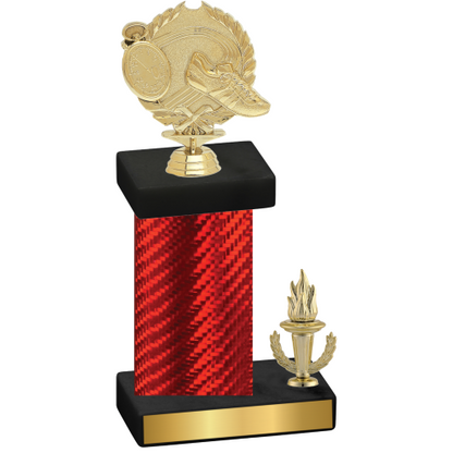 Accented Single Red Carbon Fiber Victory Running Trophy