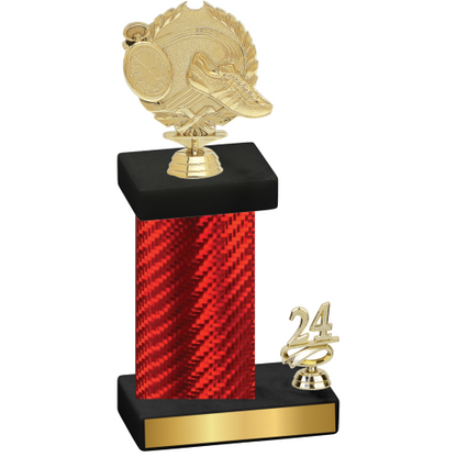 Accented Single Red Carbon Fiber Year Running Trophy