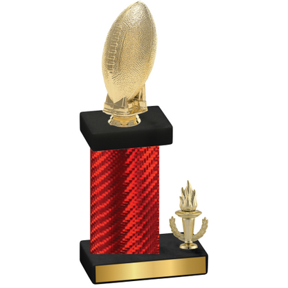 Accented Single Red Carbon Fiber Victory Football Trophy