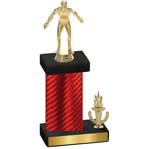 Accented Single Red Carbon Fiber Victory Wrestling Trophy