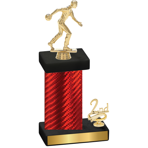 Accented Single Red Carbon Fiber Second Place Bowling Trophy