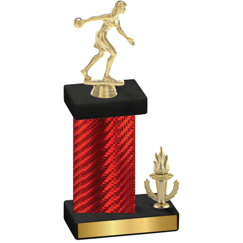 Accented Single Red Carbon Fiber Victory Bowling Trophy