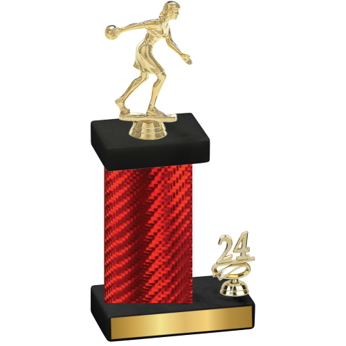 Accented Single Red Carbon Fiber Year Bowling Trophy