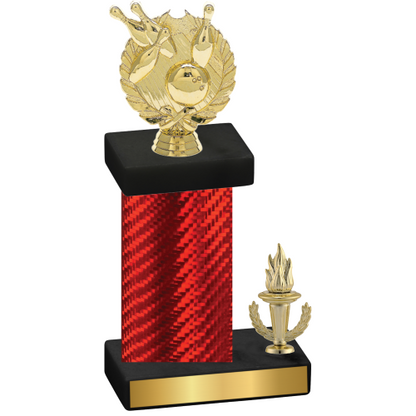 Accented Single Red Carbon Fiber Victory Bowling Trophy