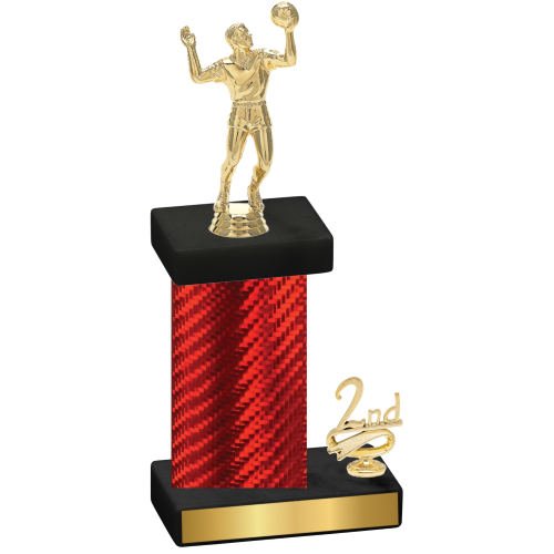 Accented Single Red Carbon Fiber Second Place Volleyball Trophy