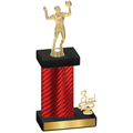 Accented Single Red Carbon Fiber Third Place Volleyball Trophy