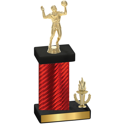 Accented Single Red Carbon Fiber Victory Volleyball Trophy