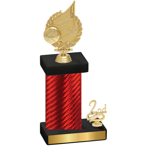 Accented Single Red Carbon Fiber Second Place Volleyball Trophy