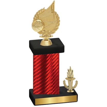 Accented Single Red Carbon Fiber Victory Volleyball Trophy