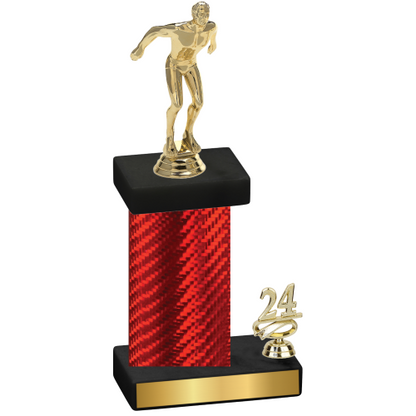 Accented Single Red Carbon Fiber Year Swimming Trophy