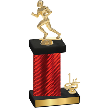 Accented Single Red Carbon Fiber First Place Football Trophy