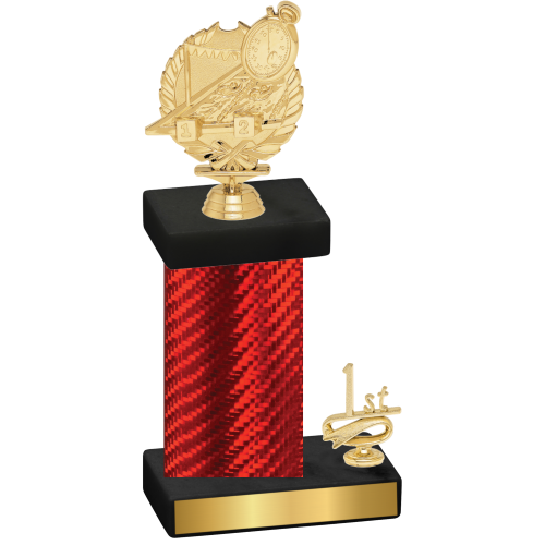 Accented Single Red Carbon Fiber First Place Swimming Trophy