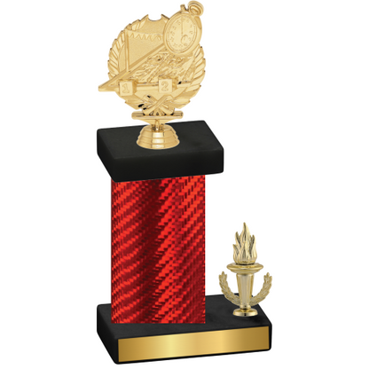 Accented Single Red Carbon Fiber Victory Swimming Trophy