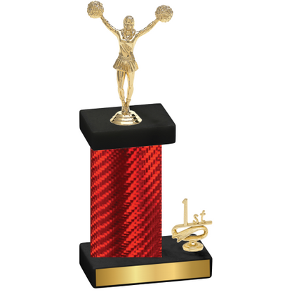 Accented Single Red Carbon Fiber First Place Cheerleading Trophy