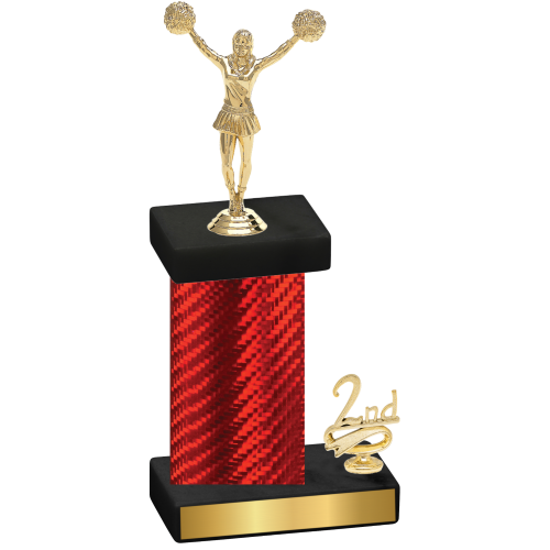 Accented Single Red Carbon Fiber Second Place Cheerleading Trophy