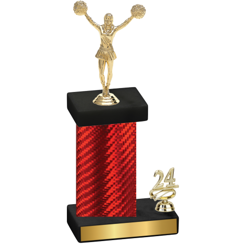 Accented Single Red Carbon Fiber Year Cheerleading Trophy