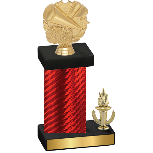 Accented Single Red Carbon Fiber Victory Cheerleading Trophy