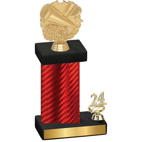 Accented Single Red Carbon Fiber Year Cheerleading Trophy