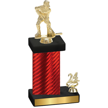 Accented Single Red Carbon Fiber Year Hockey Trophy