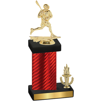 Accented Single Red Carbon Fiber Victory Lacrosse Trophy