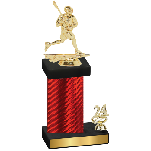 Accented Single Red Carbon Fiber Year Lacrosse Trophy