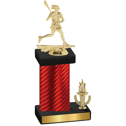 Accented Single Red Carbon Fiber Victory Lacrosse Trophy