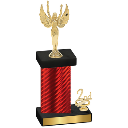 Accented Single Red Carbon Fiber Second Place Victory Trophy