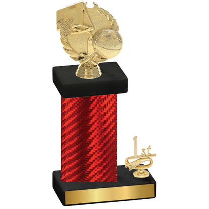 Accented Single Red Carbon Fiber First Place Basketball Trophy