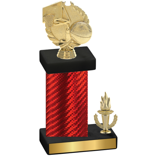 Accented Single Red Carbon Fiber Victory Basketball Trophy