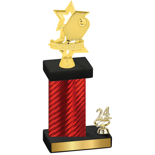 Accented Single Red Carbon Fiber Year Pickleball Trophy