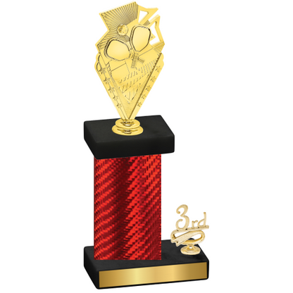 Accented Single Red Carbon Fiber Third Place Pickleball Trophy