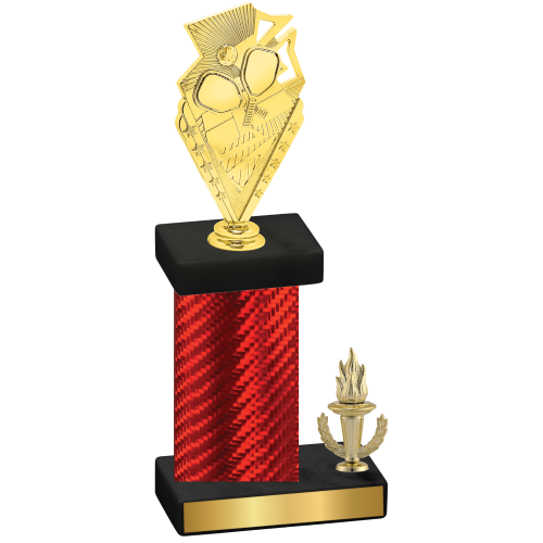 Accented Single Red Carbon Fiber Victory Pickleball Trophy