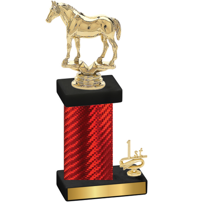 Accented Single Red Carbon Fiber First Place Horses Trophy