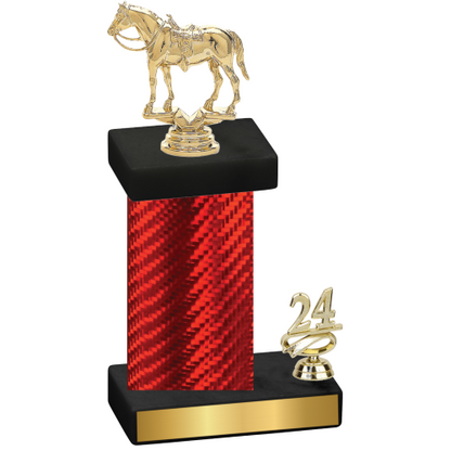 Accented Single Red Carbon Fiber Year Horses Trophy