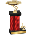 Accented Single Red Carbon Fiber First Place Cars Trophy