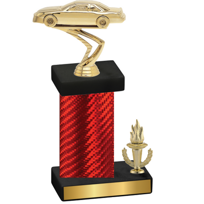 Accented Single Red Carbon Fiber Victory Cars Trophy