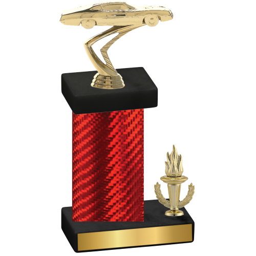 Accented Single Red Carbon Fiber Victory Cars Trophy