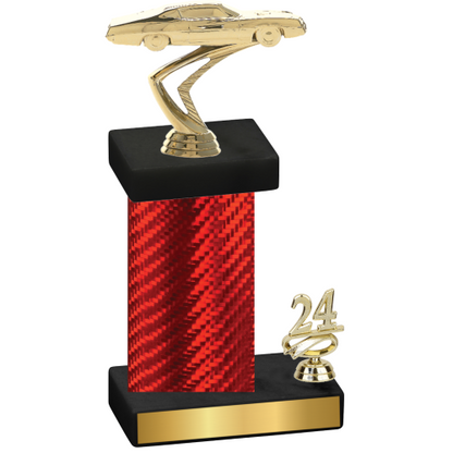 Accented Single Red Carbon Fiber Year Cars Trophy