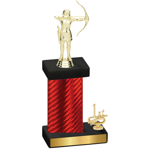 Accented Single Red Carbon Fiber First Place Archery Trophy