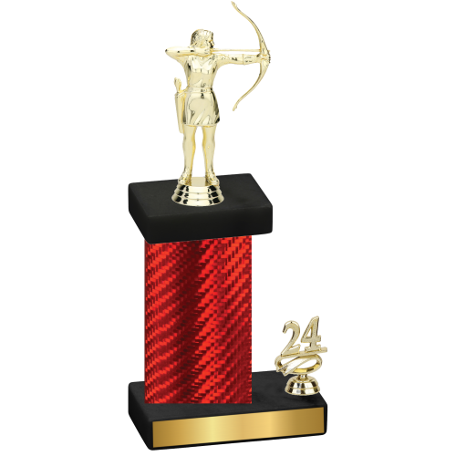 Accented Single Red Carbon Fiber Year Archery Trophy