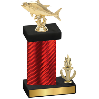 Accented Single Red Carbon Fiber Victory Fishing Trophy