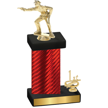 Accented Single Red Carbon Fiber First Place Shooter Trophy