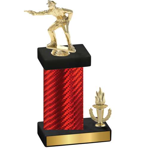 Accented Single Red Carbon Fiber Victory Shooter Trophy