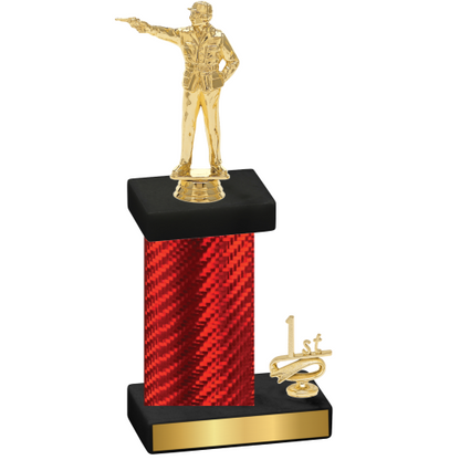 Accented Single Red Carbon Fiber First Place Shooter Trophy