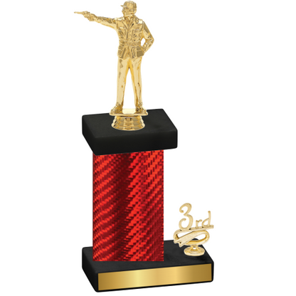 Accented Single Red Carbon Fiber Third Place Shooter Trophy