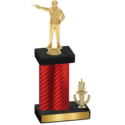 Accented Single Red Carbon Fiber Victory Shooter Trophy